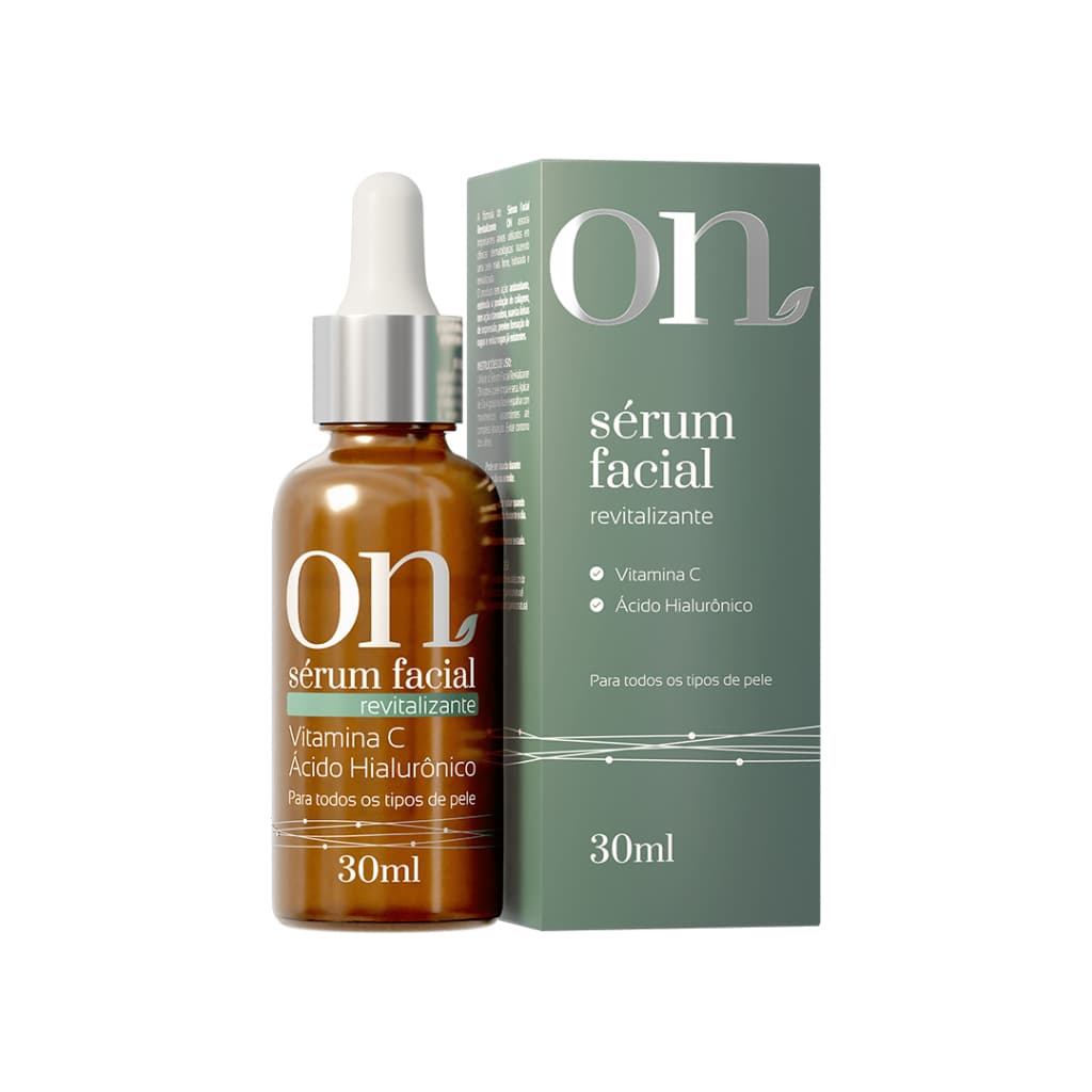 Sérum Facial Revitalizante ON com Vitamina C e Ácido Hialurônico  Pele Firme e Iluminada  Ação Antioxidante  30ml