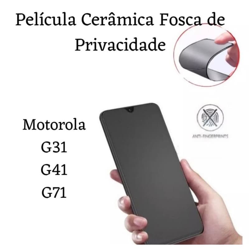 Película Cerâmica Fosca Privacidade Para Motorola Moto G31 / G41 / G71