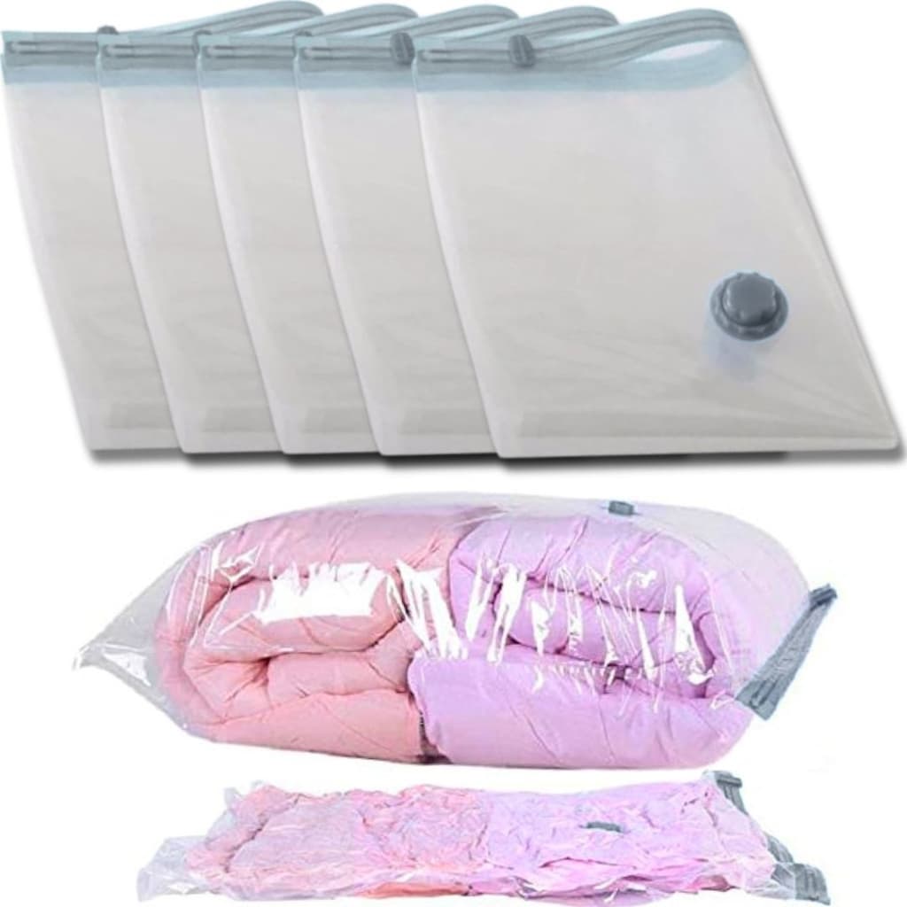 Kit 5 Embalagem A Vácuo Saco Hemético Grande 100x70 Organizador Roupas Cobertor Mala Travesseiro