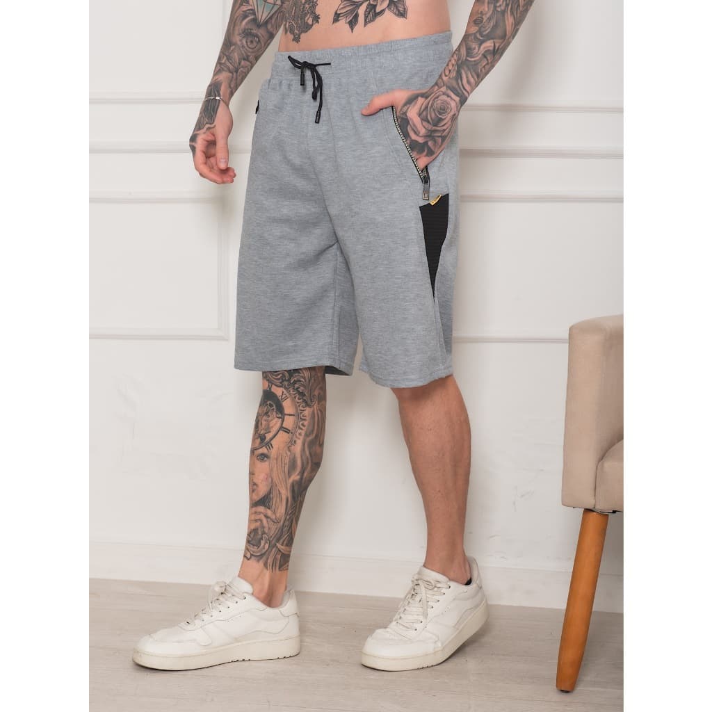 Bermudas Moletom Masculino Com Elastano  Com  2 Bolsos