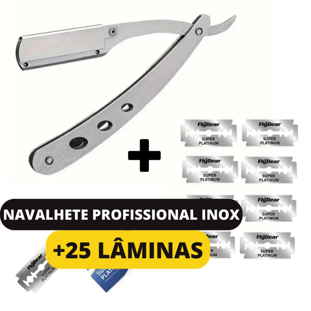 Kit Navalhete Profissional Com Lâminas De Aço Inox Para Corte Perfeito Da Barba E Cabelo Navalha