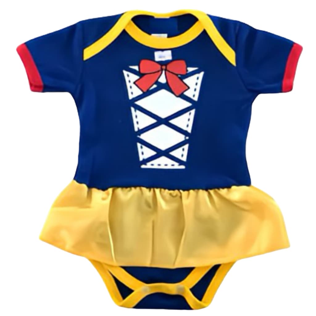 Body Bebe Branca de Neve Macacao Tematico Infantil Personagens Fantasia Princesas Mesversario