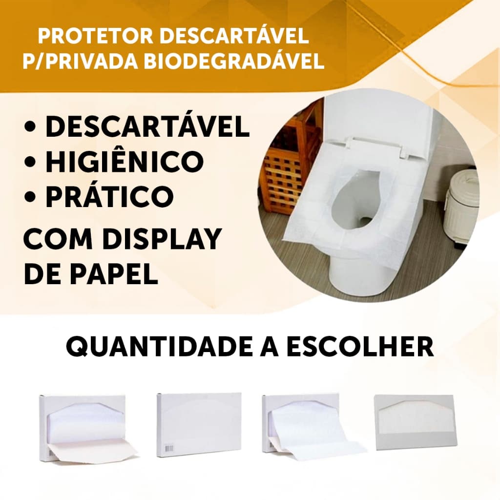Protetor Descartável Para vaso Sanitario Privada Biodegradável JA VAI COM DISPLAY DE PAPEL
