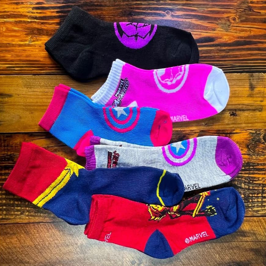 Kit 3 Pares Meia Disney Marvel Vingadores Menina Conforto Estampadas