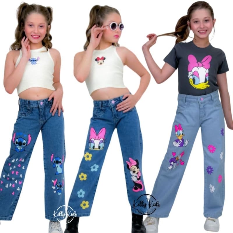 Calça Wide Leg pantalona infantil juvenil