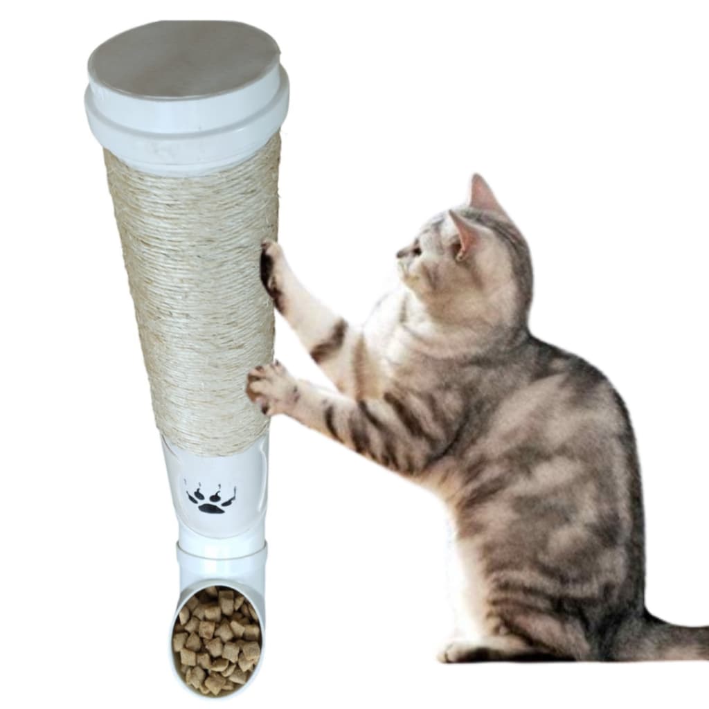 Comedouro Arranhador  Parede Para Gatos 2 em 1 Pet Casa