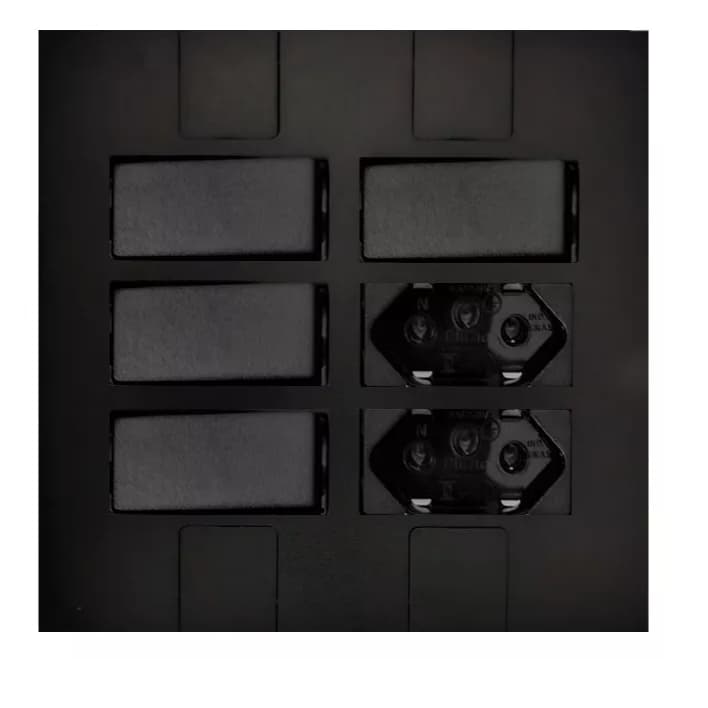 Conjunto 4 Interruptores + 2 Tomadas 4x4 Preto Fosco Pluzie Modular