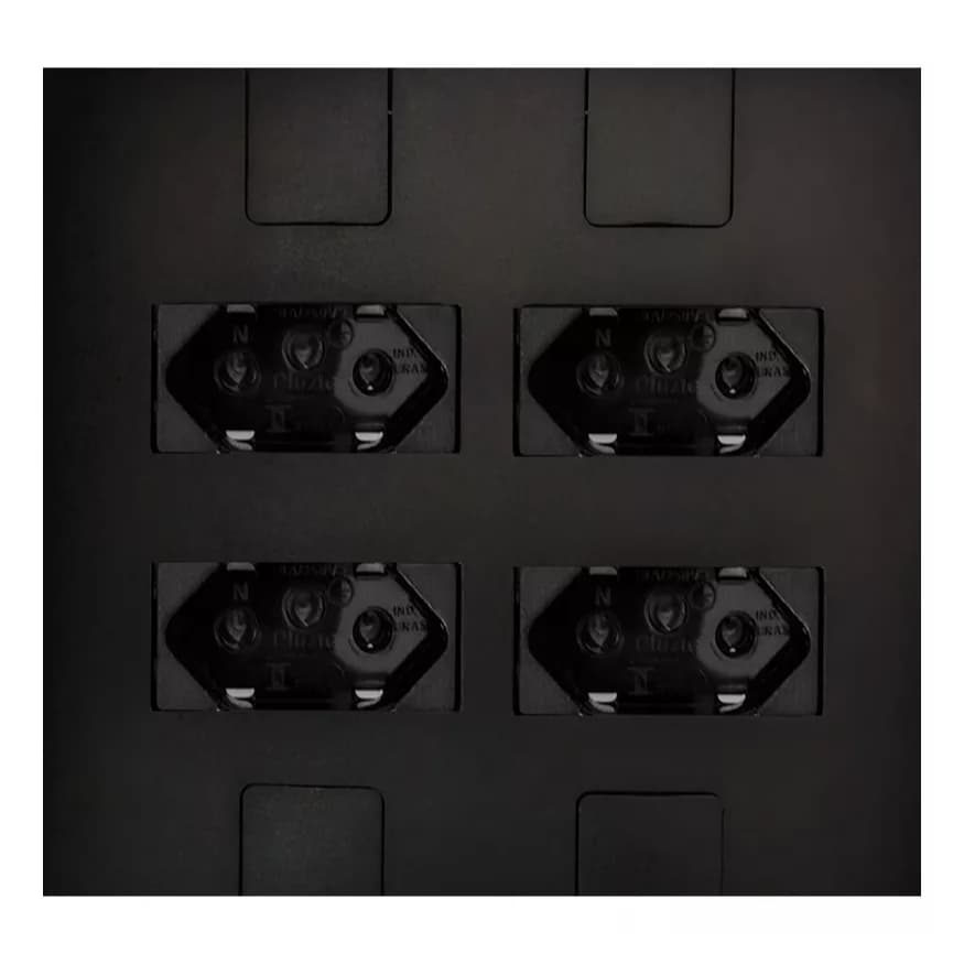 Conjunto 4 Tomadas 4x4 Preto Fosco Pluzie Modular