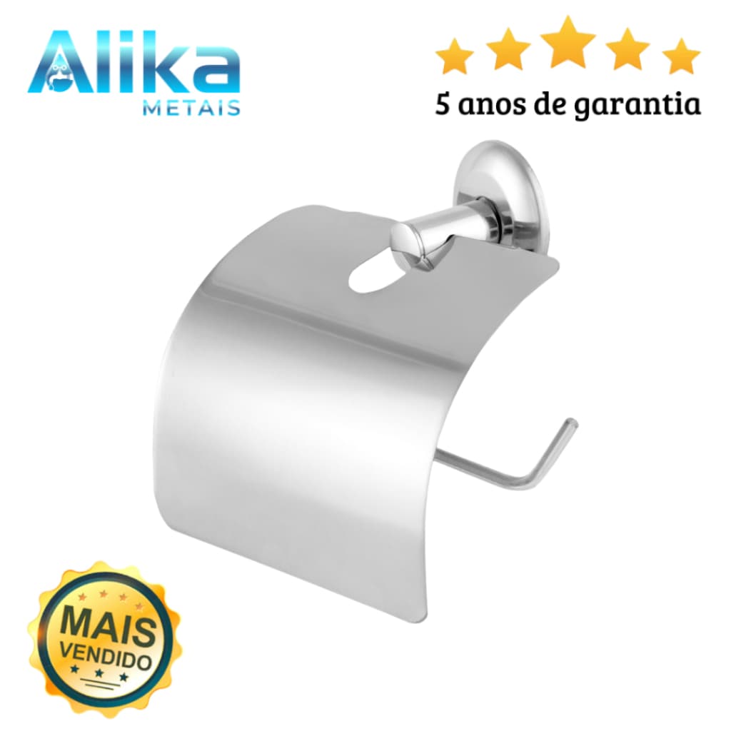 Papeleira Com Tampa Inox Porta Papel Higiênico Stander