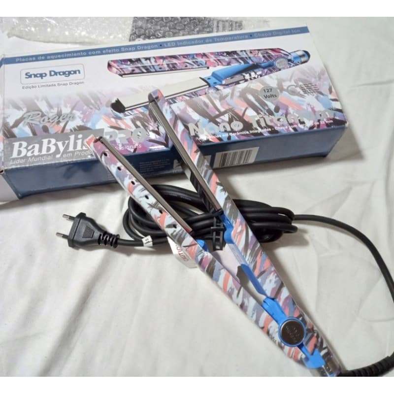 CHAPINHA/PRANCHA BABYLISS PRO  PROFISSIONAL ORIGINAL NANO TITANIUM 127VOLTS .Placa de aquecimento com efeito Snap Dragon