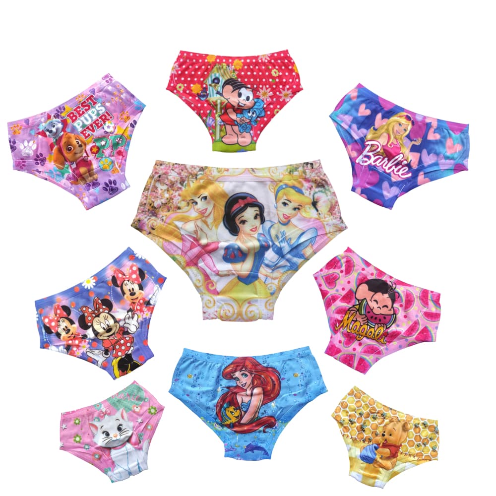 Calcinha Infantil de personagem kit de calcinhas infantis menina com Forro 100% algodão