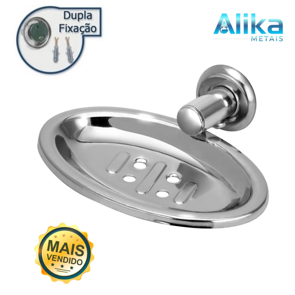 saboneteira stander porta sabonete parede aço inox aluminio