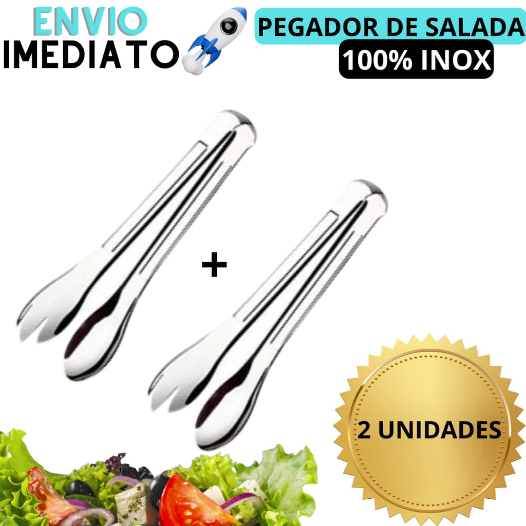 KIT 2 Pegador de Salada Pegador Multiuso Pães Massas Pegador Universal Aço Inox