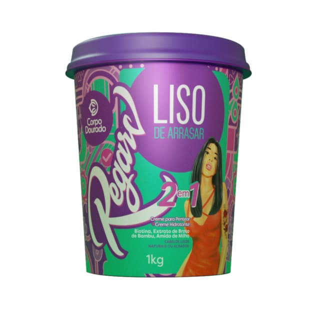 Creme de Pentear e Hidratar 2 em 1 Liso de Arrasar 1kg Corpo Dourado