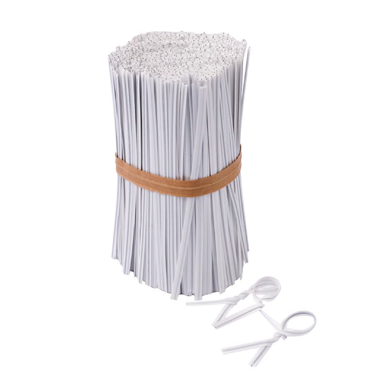 Fecho Pratico Para Saco Arame Revestido 9cm Branco Com 1000 Unidades