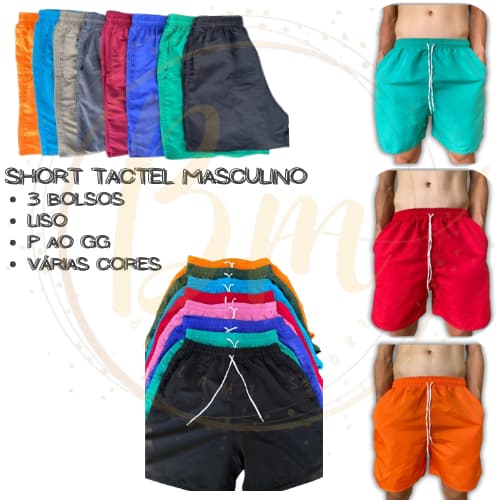 Short Tactel | Masculino | Moda praia, Fitness, Mauricinho, Academia, Básico, Bermuda, Musculação