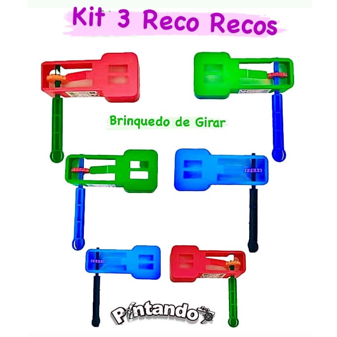 Kit 3 Reco Recos Instrumento Musical Brinquedo Infantil Lembrancinha
