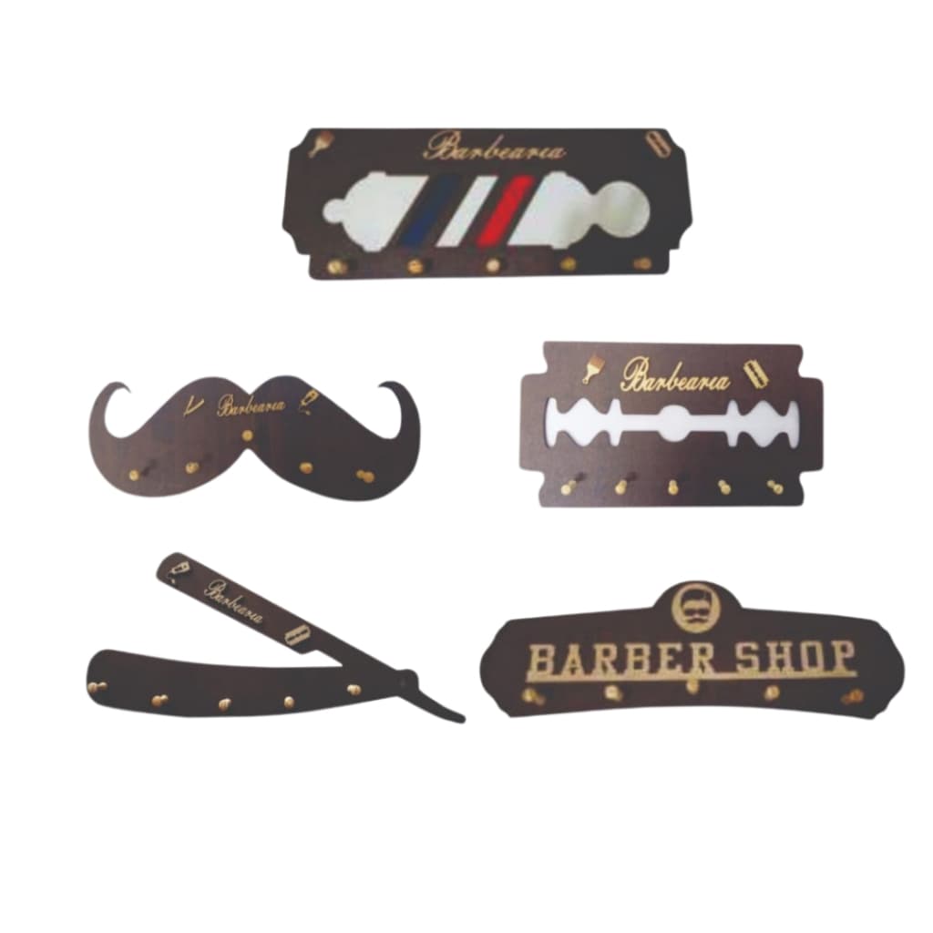 Cabides Personalizados em MDF para Barbearia - 5 Pinos para Capas de Barbeiros