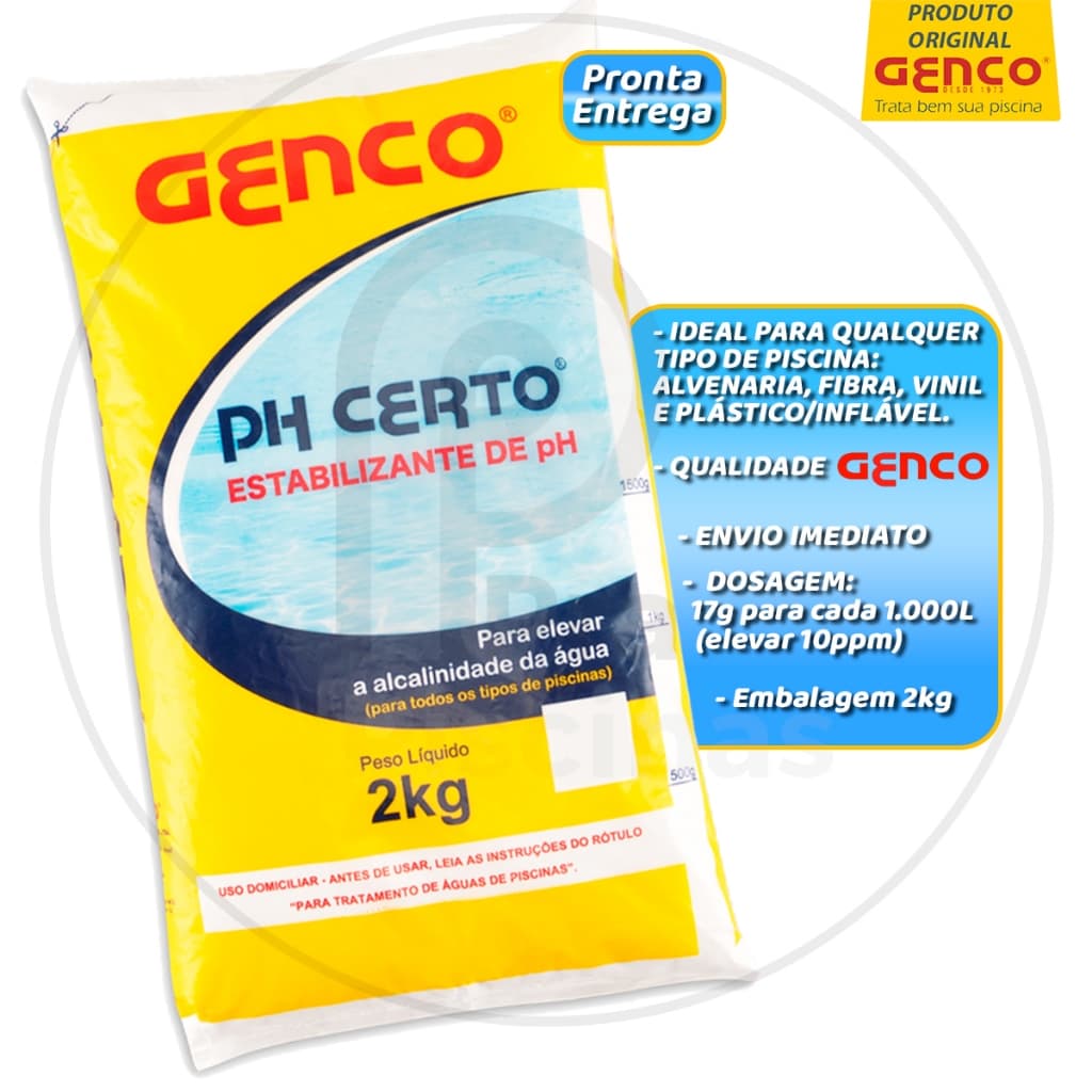 Elevador De Alcalinidade Ph Certo Alcalinizante Genco Para Piscinas 2kg