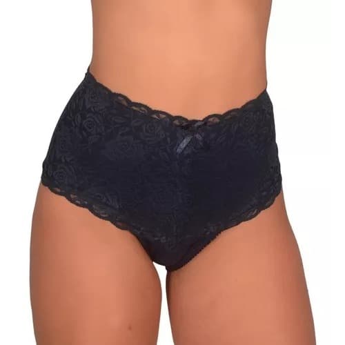 Kit 2 Calcinhas Cós Alto de Renda Algodão Cintura Alta Rendão Luxo Modeladora Calcinha Cinta