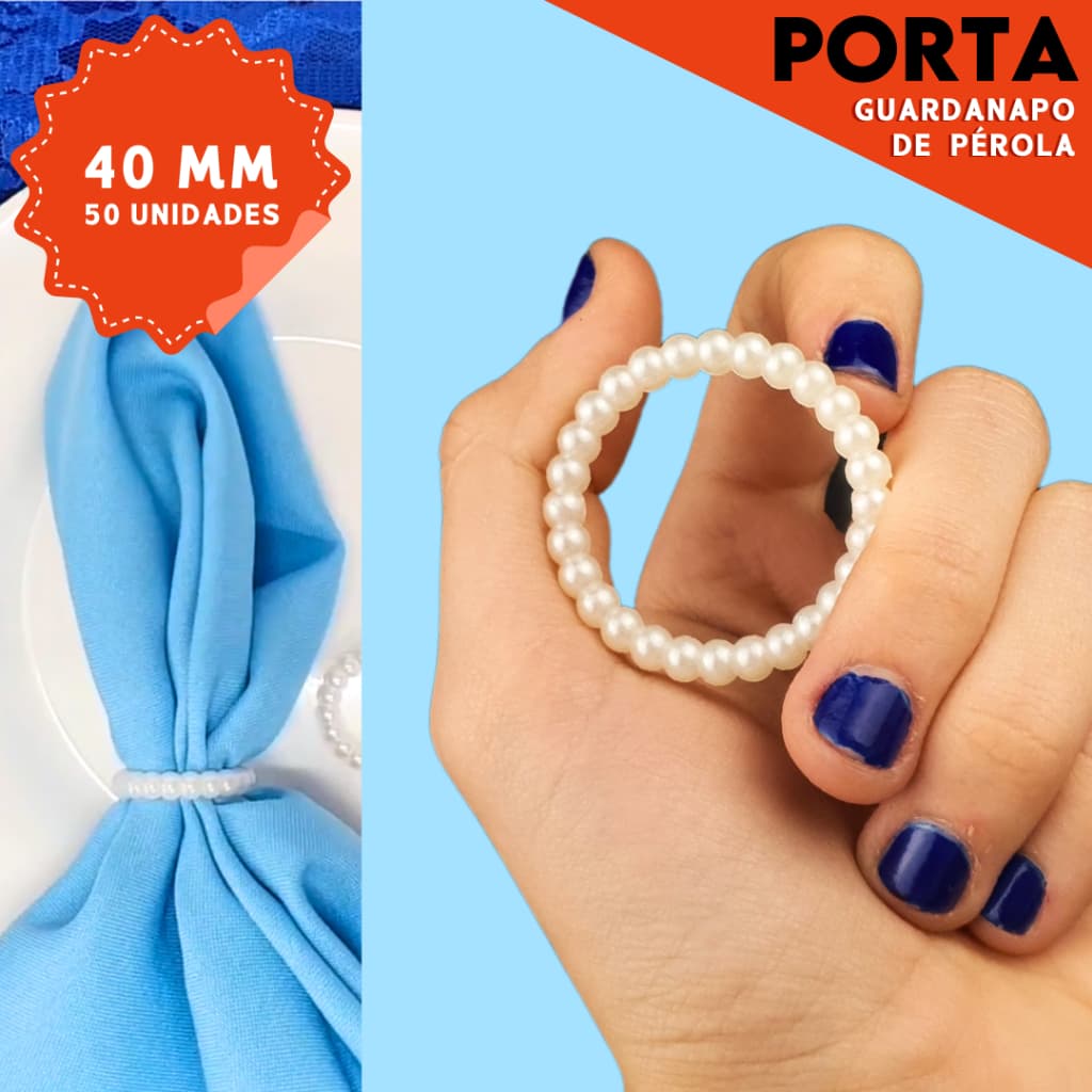 Porta Guardanapo Argola Pérola Branca 40mm - Com 50 / 100 Unidades - MGX