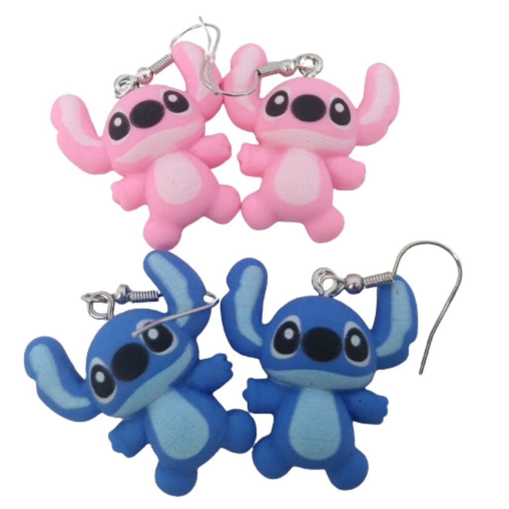 Kit 2 Brincos Stitch personagens Fofo Divertidos e Diferentes Moda TikTok Kawai