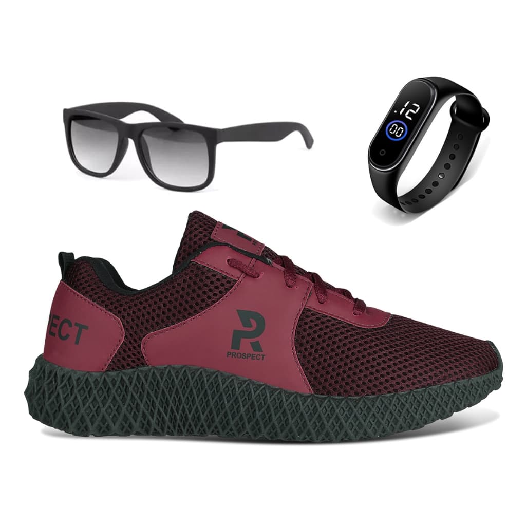 Tênis Masculino Prospect Fly Esportivo Caminhada Academia Macio + Óculos + Relógio Loja React
