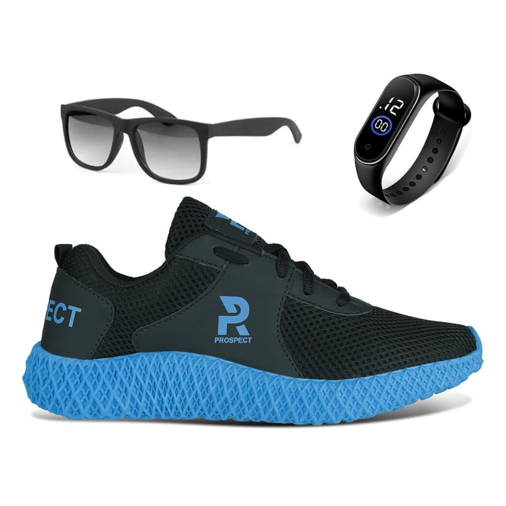 Tênis Masculino Prospect Fly Academia Corrida Caminhada Conforto + Óculos + Relógio LojaEvolution