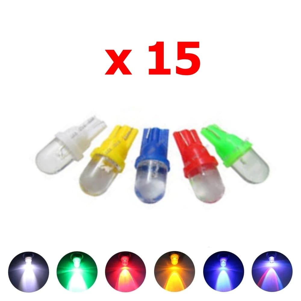 15 x Lâmpada automotiva T10 pingão led farolete teto luz de placa