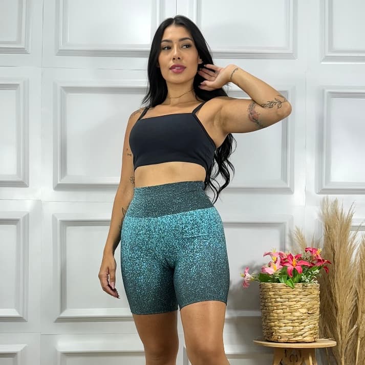 Short Meia Coxa Estampado Suplex Degradê Fitness Academia
