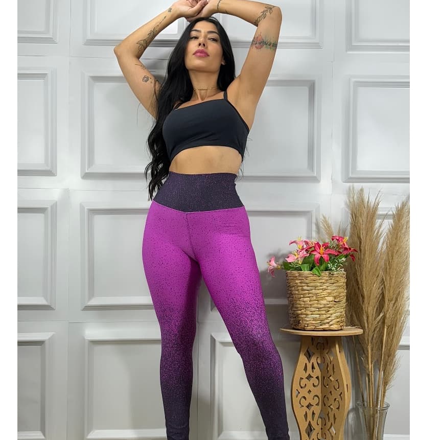 Calça Legging Fitness estampada Degradê Feminino Suplex