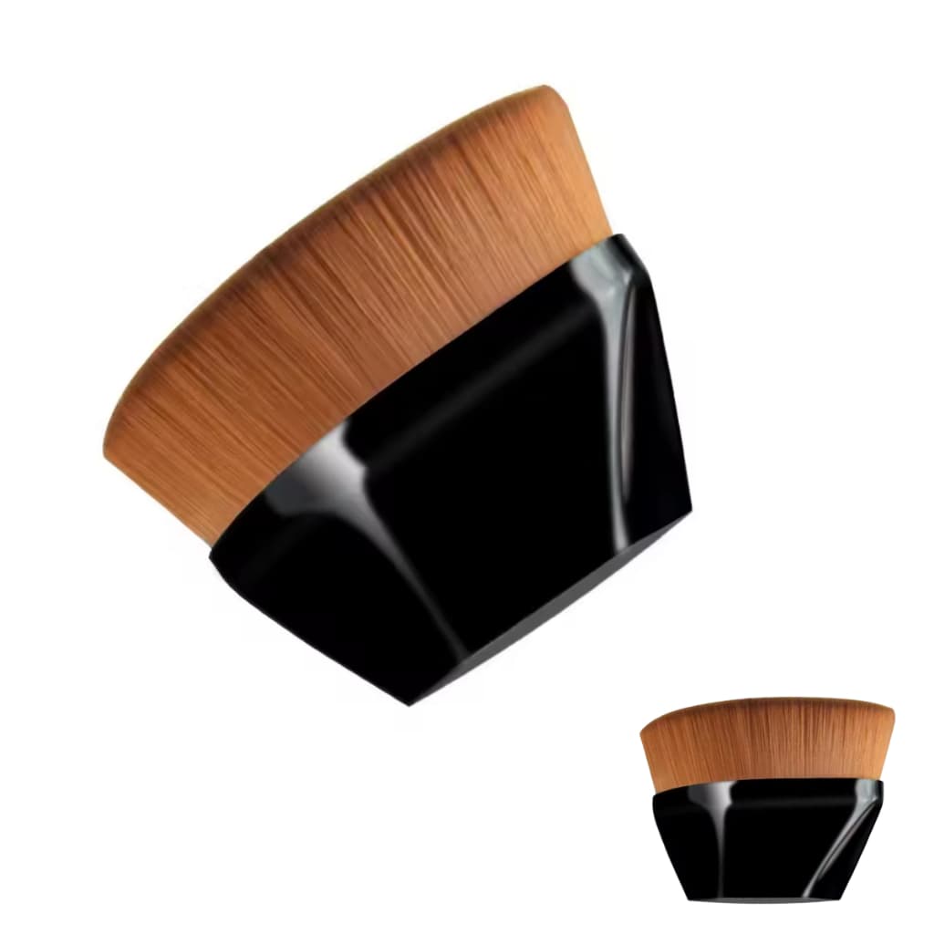 2 Pincel Para Base Make Profissional Fácil Aplicação Preto Hexagonal  Vem Com Estojo Ponta Plana