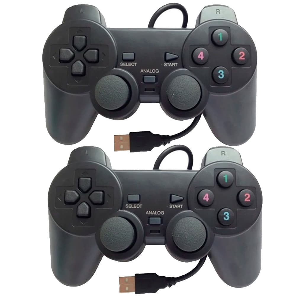 Kit 2 Controle Joystick para PC Laptop Notebook USB Dual com fio