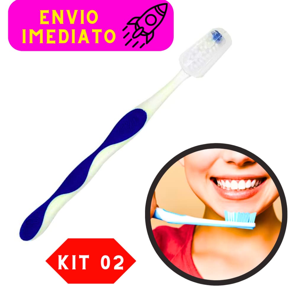 Kit 04 Escovas de Dente Média Leve e Prática Cores Variadas Com Capa Protetora Limpador de Língua