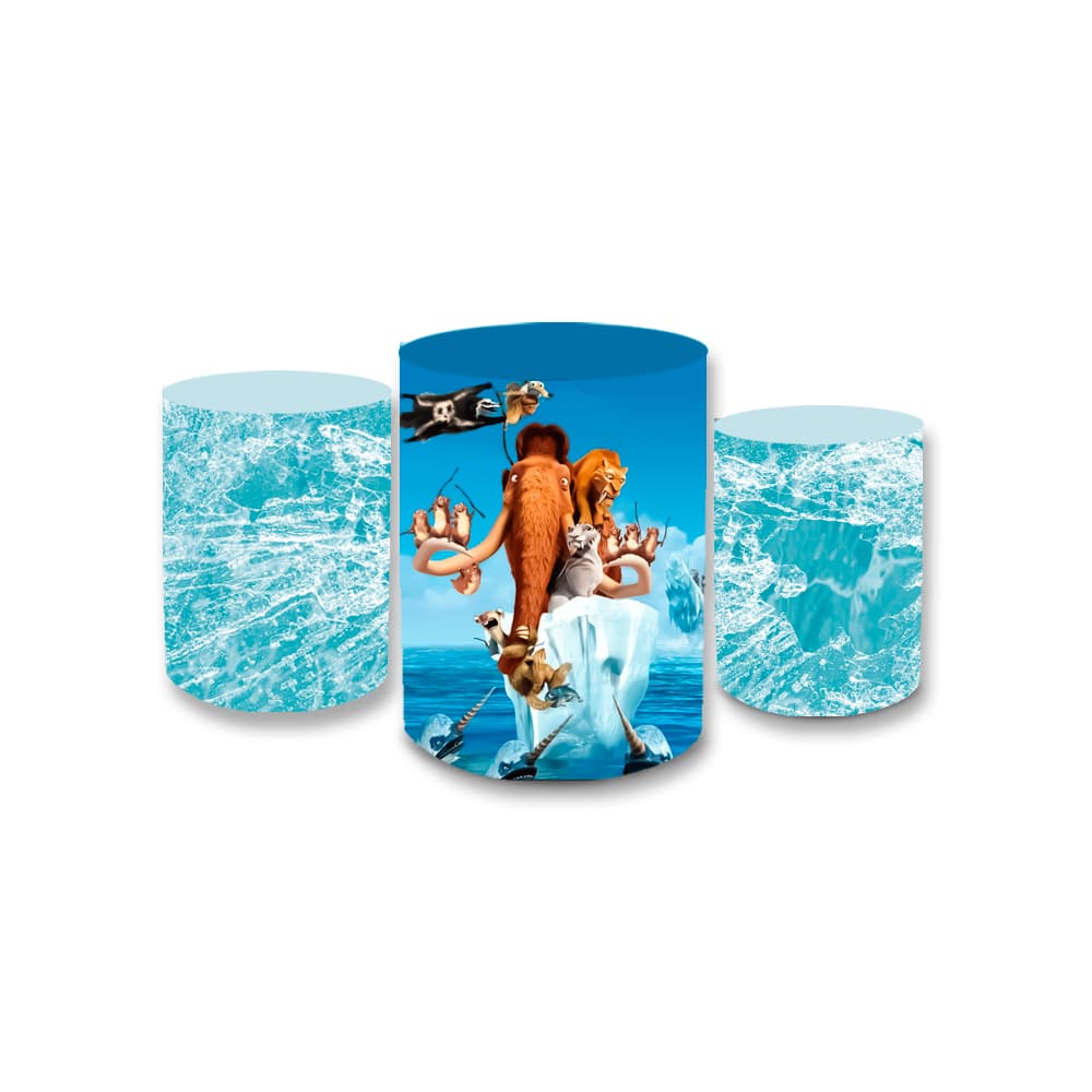 Trio Capas de Cilindros de Festa Sublimados Decorativo Tema Filme Mundo Gelado