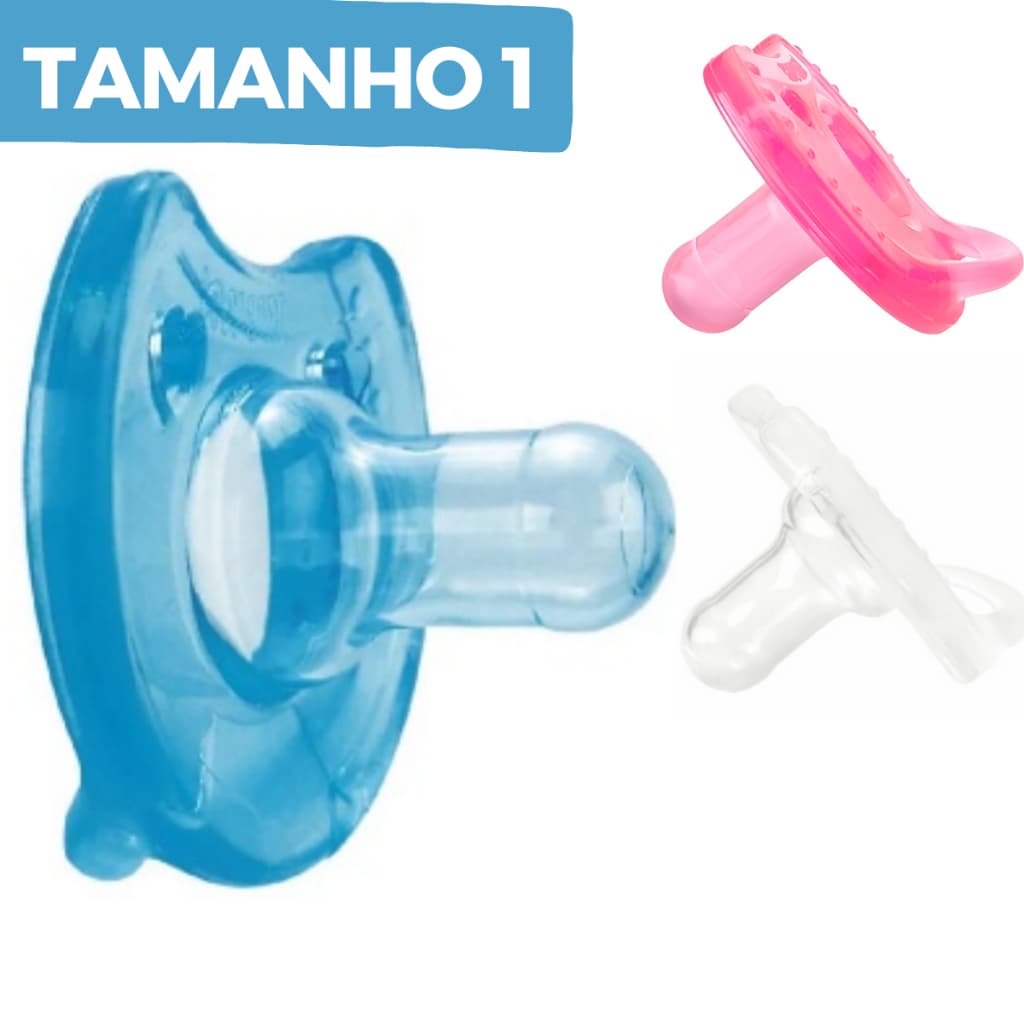 Chupeta 100% Silicone Macio Bico Redondo Kuka - Tamanho 1 - 0-6 Meses