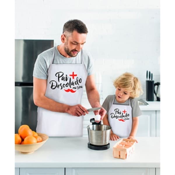 Kit Avental Chef e Mini Chef Pai e Filho Presente Churrasco Cozinha Kit dos Pais