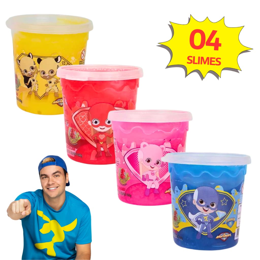 Kit 4 Geleia Slime Gosma Gelastica Aventureiros Geleinha Lucas Neto