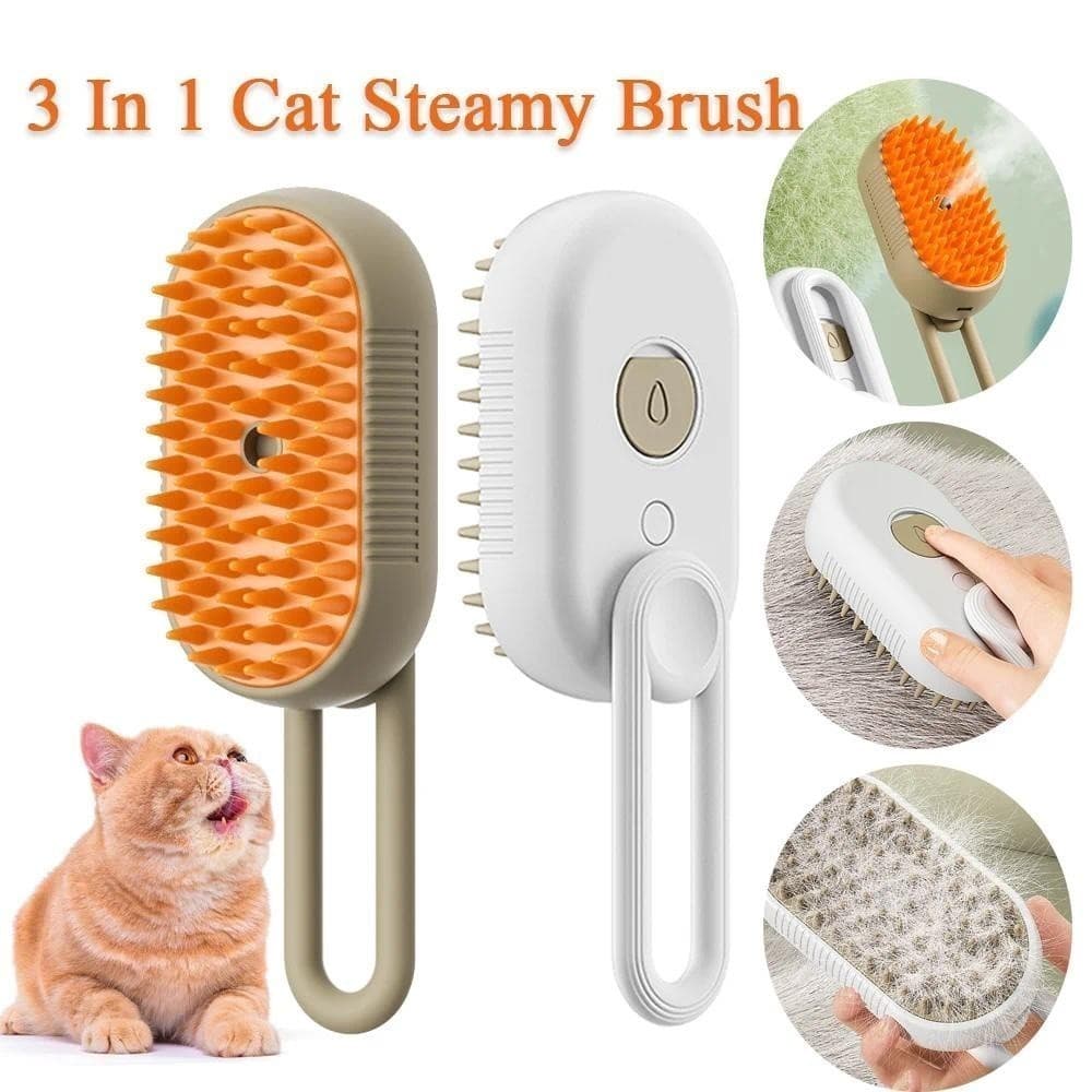 Escova A Vapor Para Gatos Cães 3 Em 1 Escovas Elétricas De Pêlos Pentes De Massagem Remoção