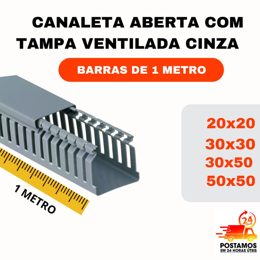 2 METROS CANALETA ABERTA COM TAMPA VENTILADA CINZA