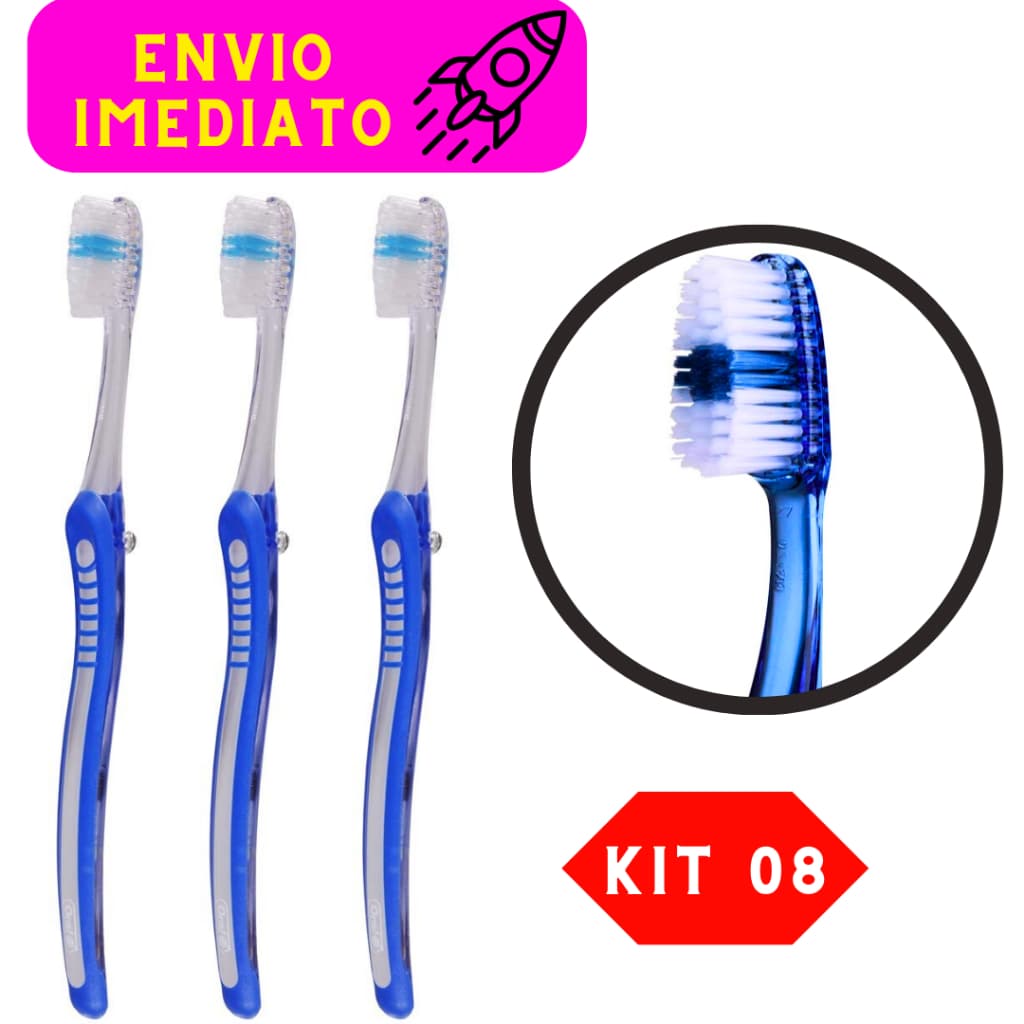 Kit 08 Escovas de Dente Com Capa Protetora Macia Leve e Prática No Dia-Dia Cores Variadas
