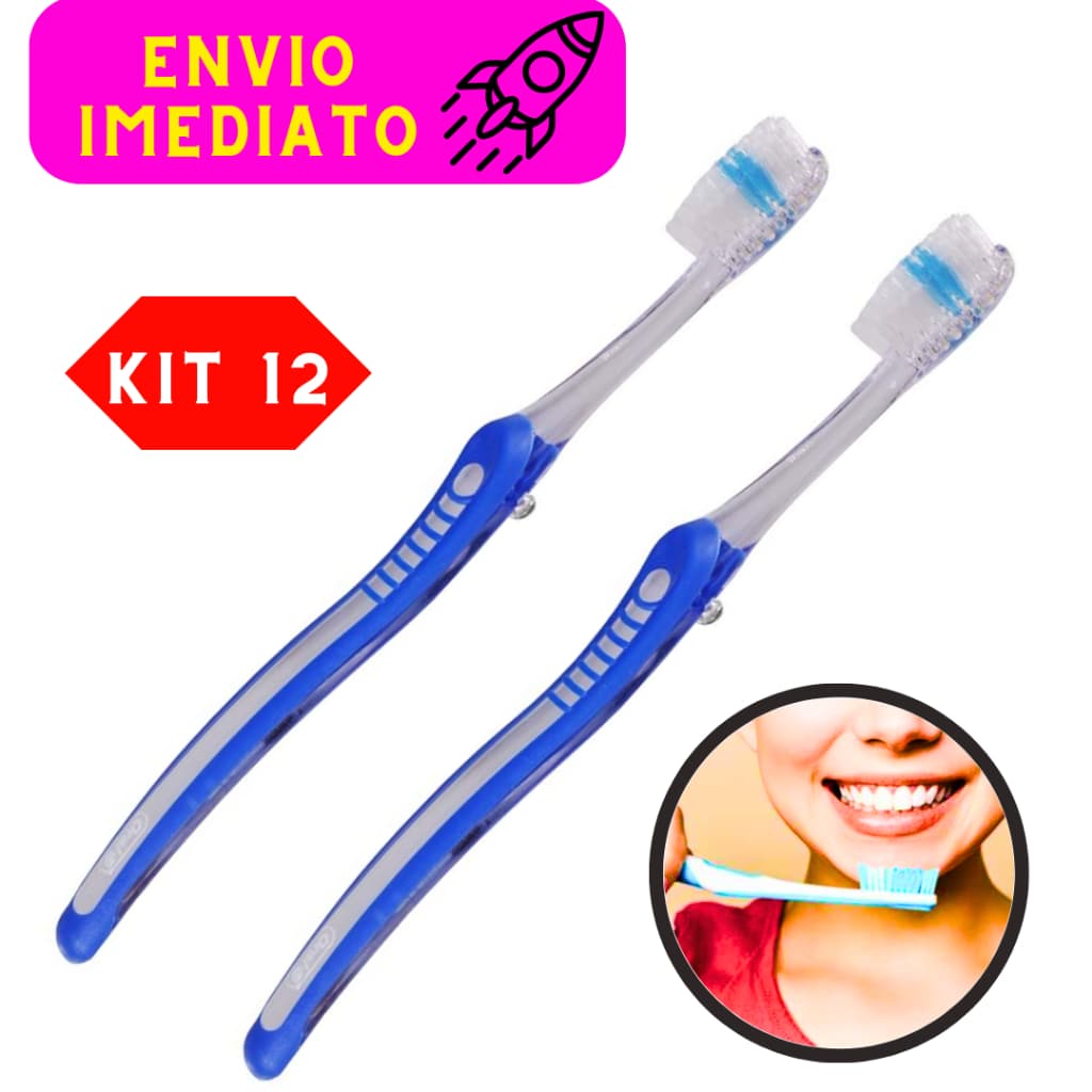 Kit 12 Escovas de Dente Macia Leve e Prática No Dia-Dia Com Capa Protetora Limpador de Língua