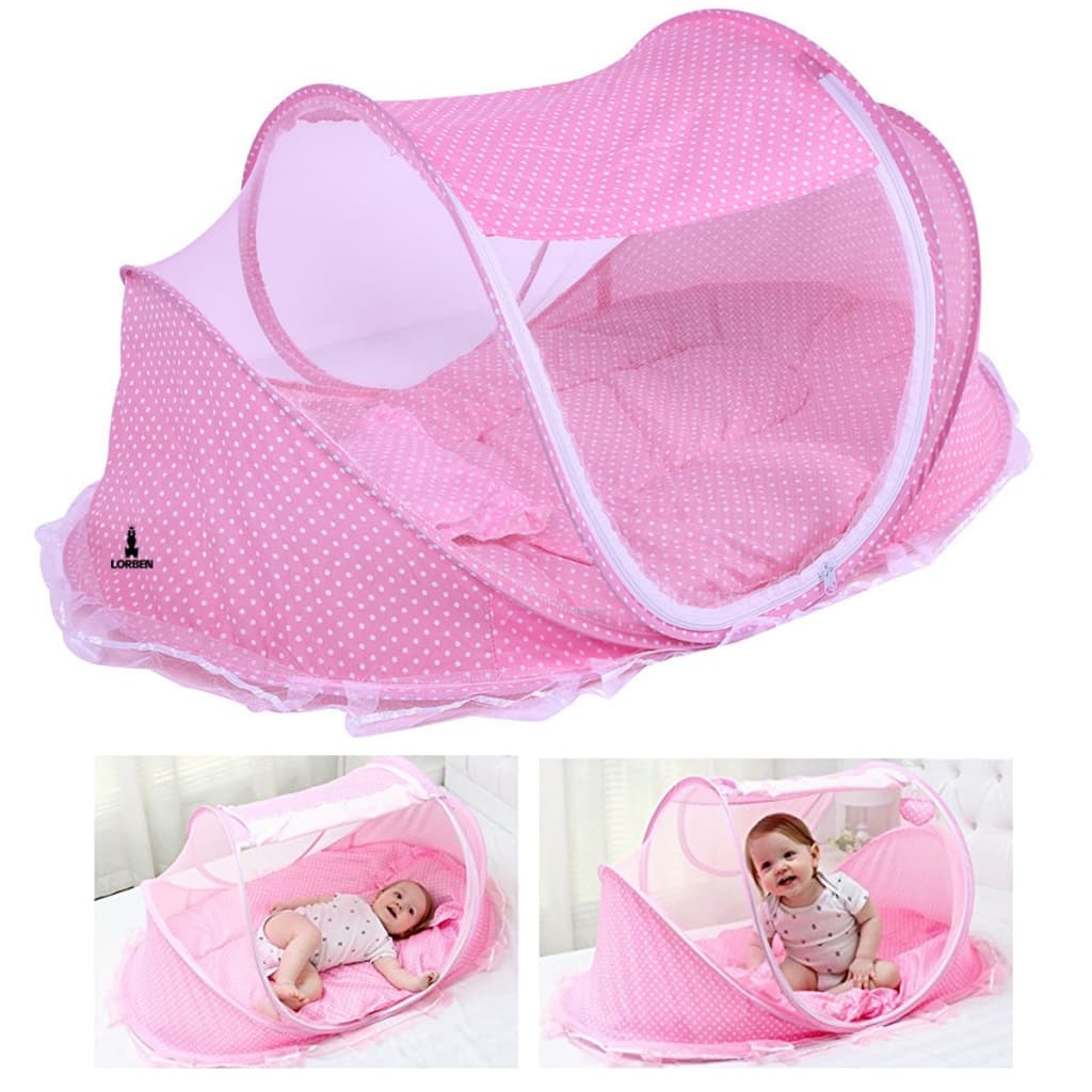 Berço Bebê Portátil Tenda Mosquiteiro Cama 3 Peças Menino e Menina
