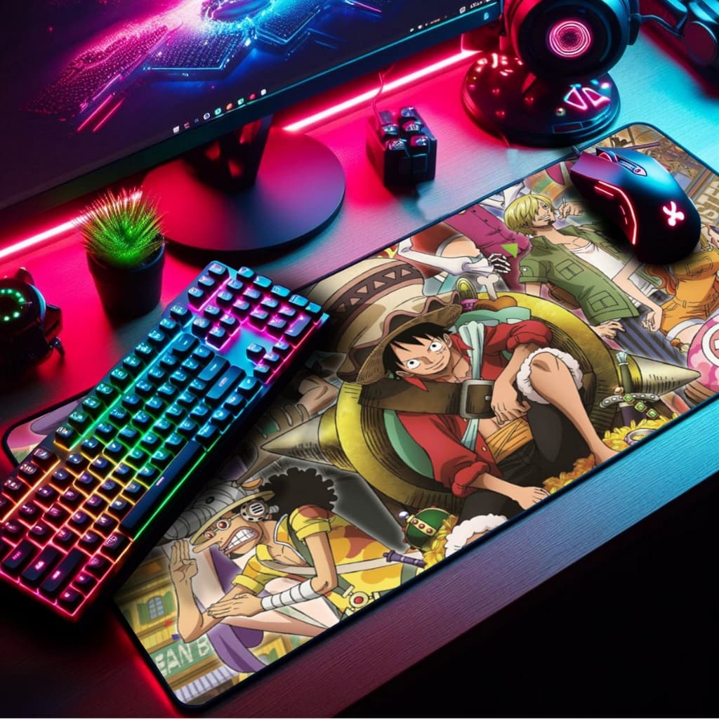 Mouse Pad Gamer Premium 70x35cm Borda Costurada Estampas Chapéus de Palha
