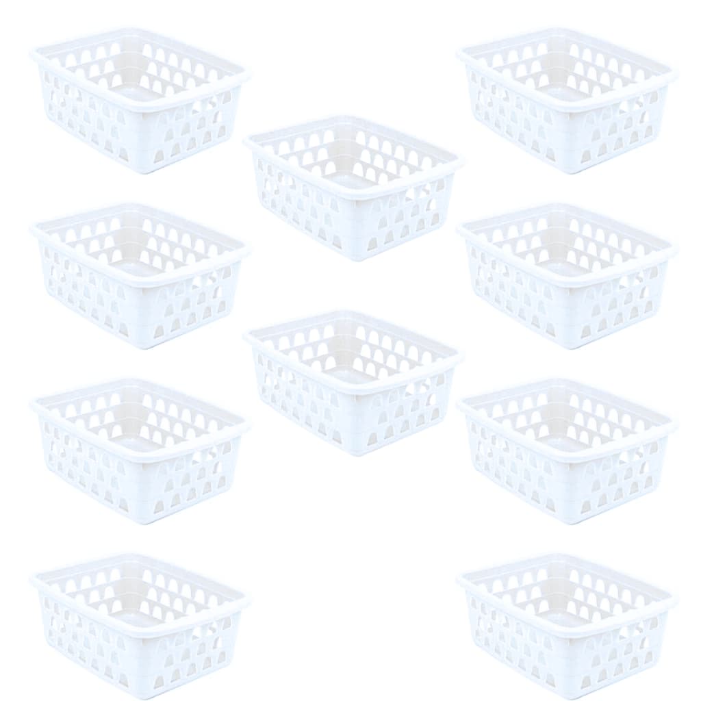 Kit 10 Cestos Organizadores Médios Branco para Gavetas e Armários 20x15x6Cm
