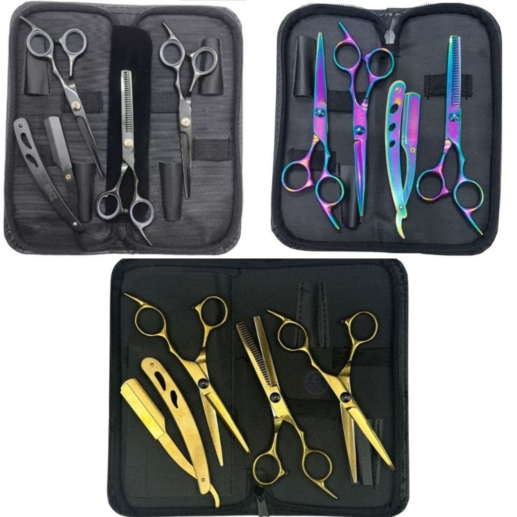 Kit 3 Tesouras Profissionais (604386) Barbeiro Fio Navalha Desbaste