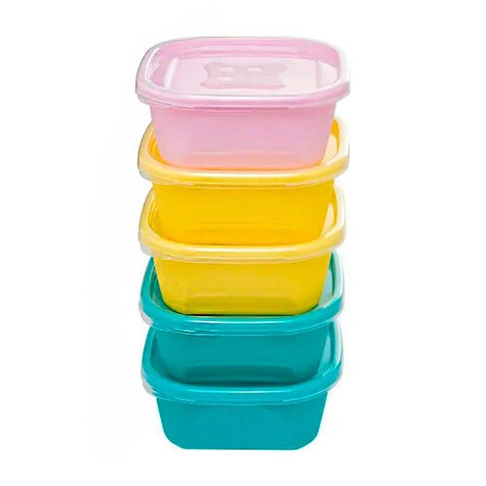 KIT 5 Potes De Plástico Versátil 690ML Pote Quadrado De Plástico Conjunto De Potes Jaguar