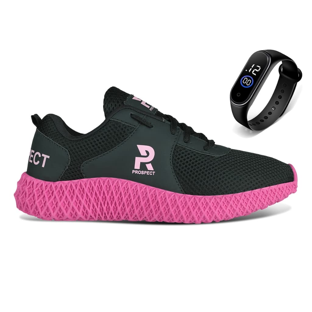 Tênis Feminino Prospect Fly Caminhada Academia Corrida Esporte + Relógio LojaReact