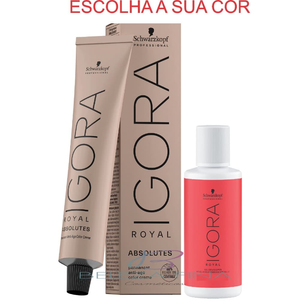 Coloração Schwarzkopf Professional Igora Royal Absolutes 60g + Ox Igora 60ml - escolha a sua cor