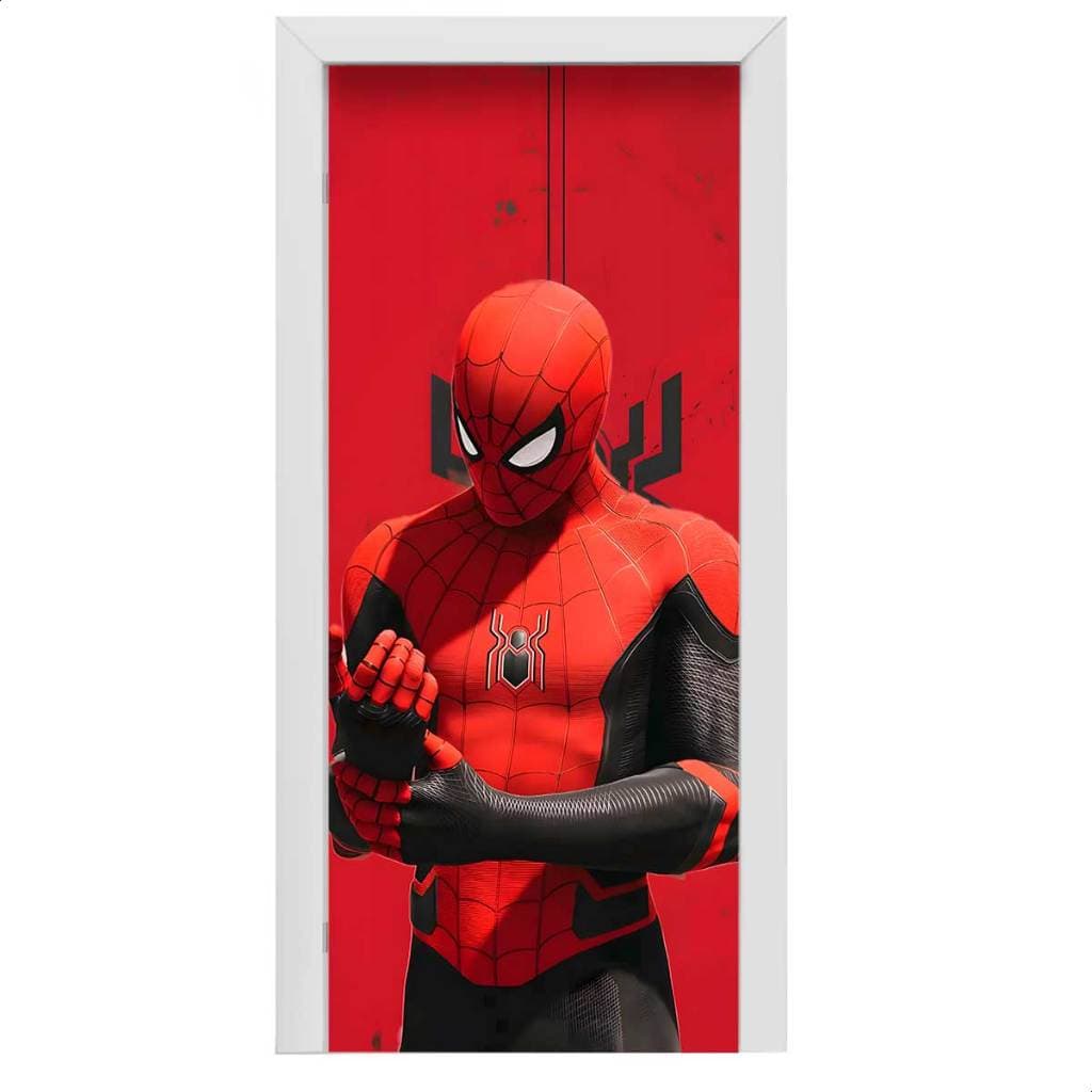 Capa Decorativa de Porta Sublimados C/ Elástico 0,75x2,10m Tema Homem Aranha